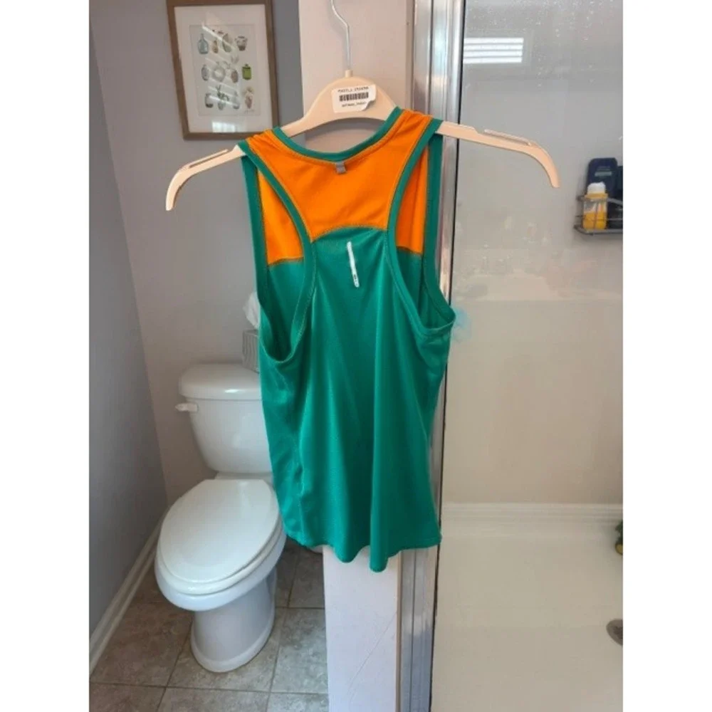 Nike Miler Running Tank Top Womens Small Green Orange Dri-FIT Racerback Mesh